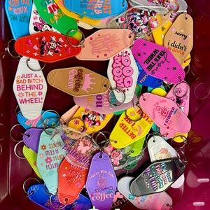 Colorful Keychains with Fun Sayings